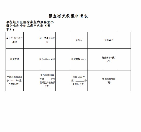 關(guān)于2022年承租經(jīng)開區(qū)國有房屋的減租政策實(shí)施細(xì)則的通知