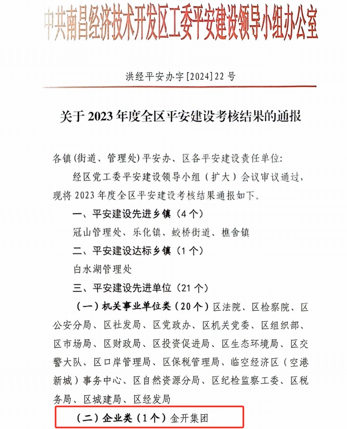 喜報！集團榮獲2023年度全區(qū)平安建設(shè)先進單位